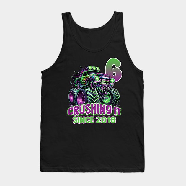 Monster Truck Birthday Tee 6th Birthday Boy Gift Awesome Since 2018 Tee Custom Monster Truck Tee Tank Top by inksplashcreations